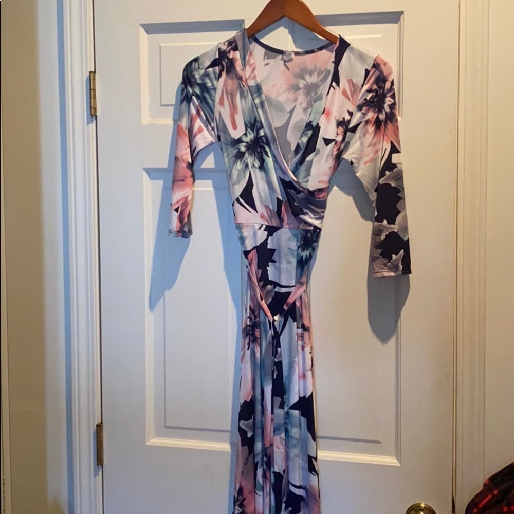 Pink Blush Ankle Length Wrap Dress